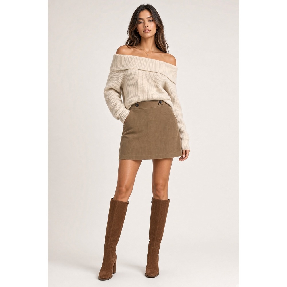 Banana Republic Brown Corduroy Mini Skirt Preppy Academia Fall Size 4 NEW